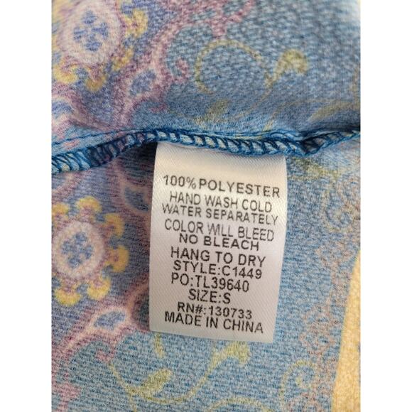 UMGEE Blue Floral Whimsical Fairy Bell Sleeve Tunic Dress Women's Size Small - Picture 8 of 8